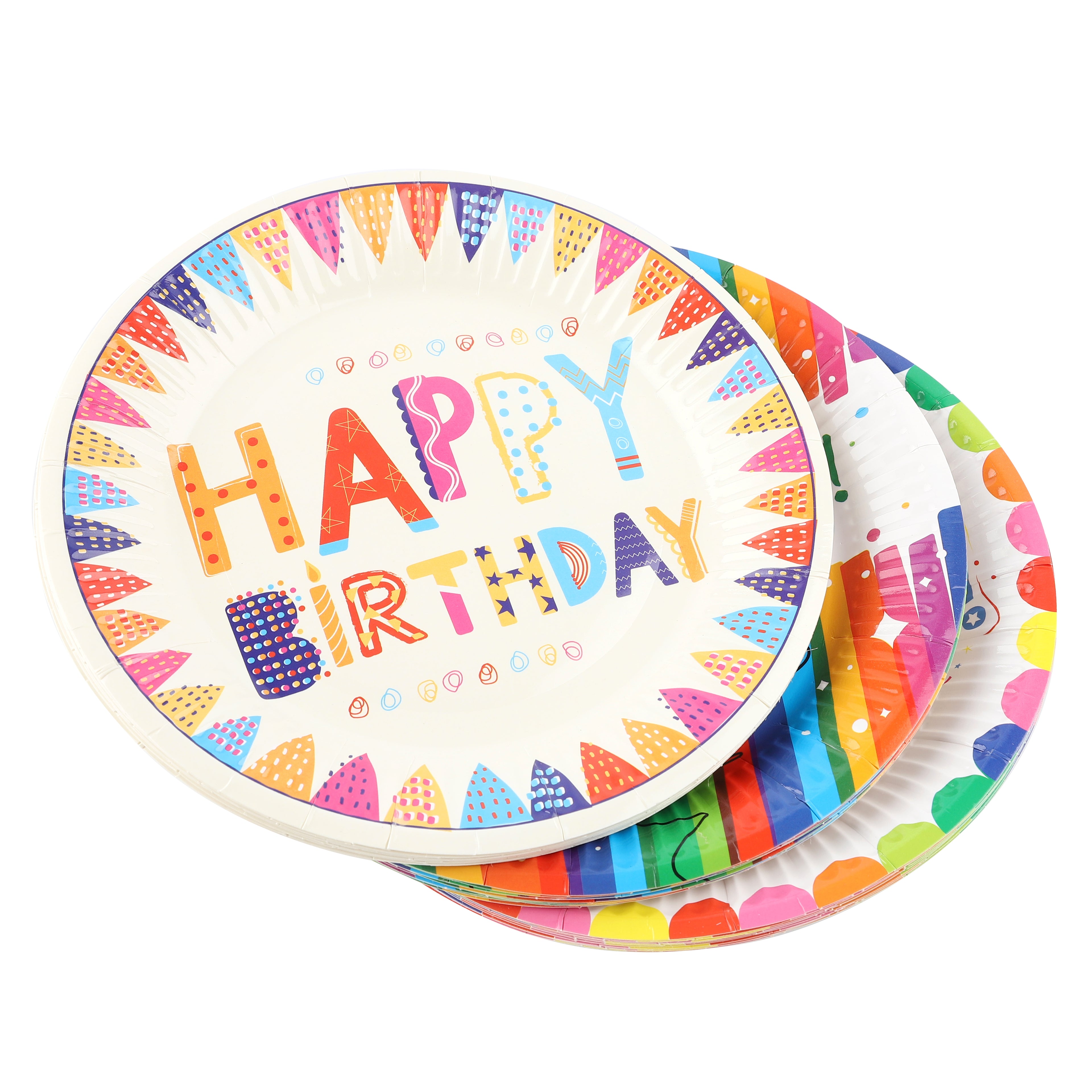 Bulk Birthday Plates Mixed Designs 18cm — B2B Wholesale Party Supplier Dollar Stores Canada
