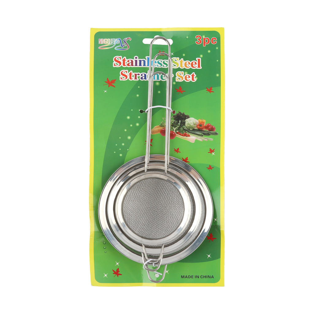 Order Wholesale Stainless Steel Strainer Set 3pc 8 10 12 Inch — Buy Bulk Mesh Strainers for Restaurants Canada