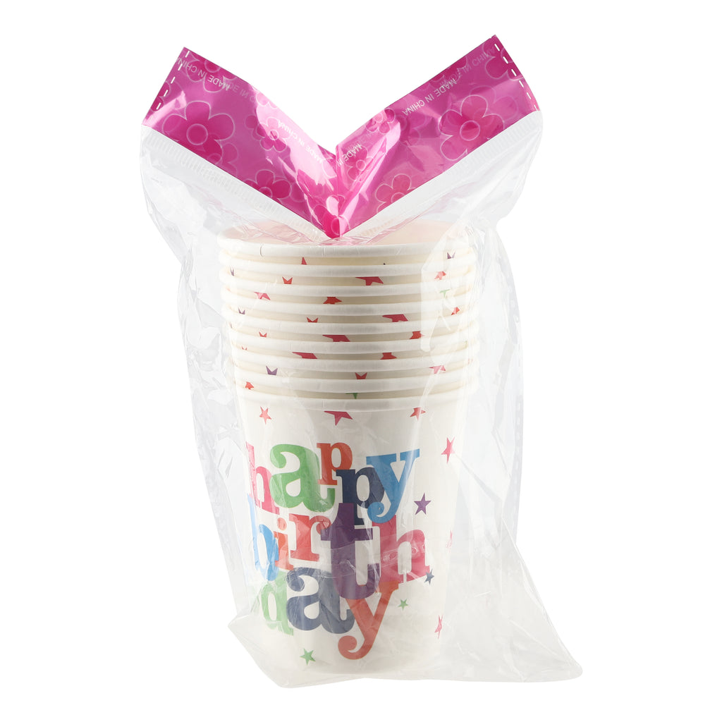 Buy Wholesale Birthday Paper Cups 10-Pack Mixed Designs — Bulk Disposable Cups for Party Stores Canada